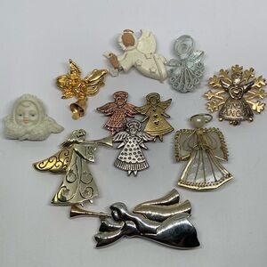 Vintage Angel Christmas Brooch Lot
